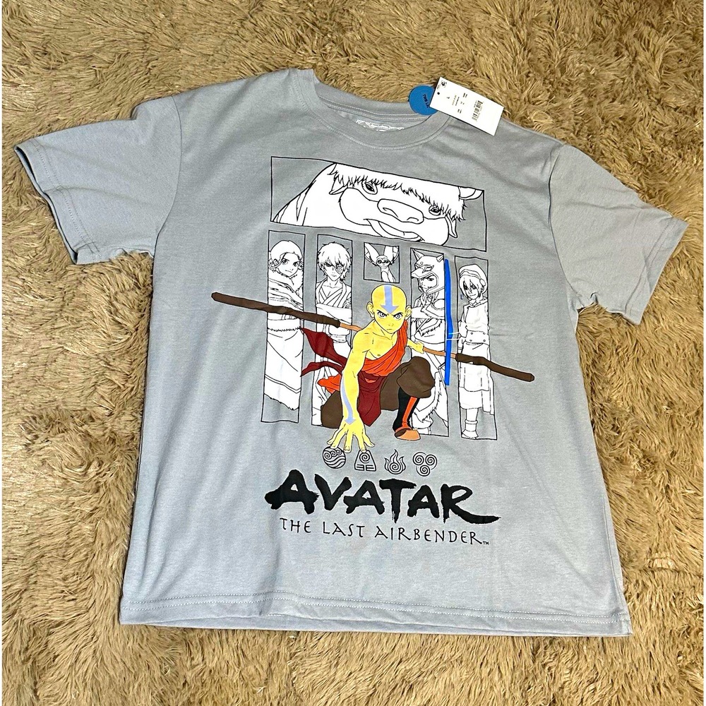 Hybrid Apparel Avatar: The Last Airbender Aang Appa Momo Graphic T-Shirt Gray L